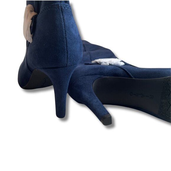 Rialto Cahoon Buckle Stiletto Heel Fall Winter Dress Boot Midnight Dark Blue 6.5 - Picture 2 of 4